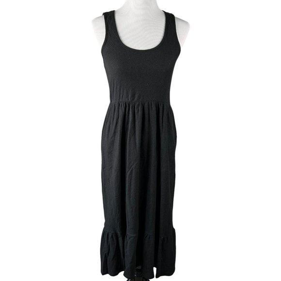 Maisie Womens Midi Dress Size Small Tiered Sleeveless Linen Blend Black Boho‎ - Picture 1 of 12